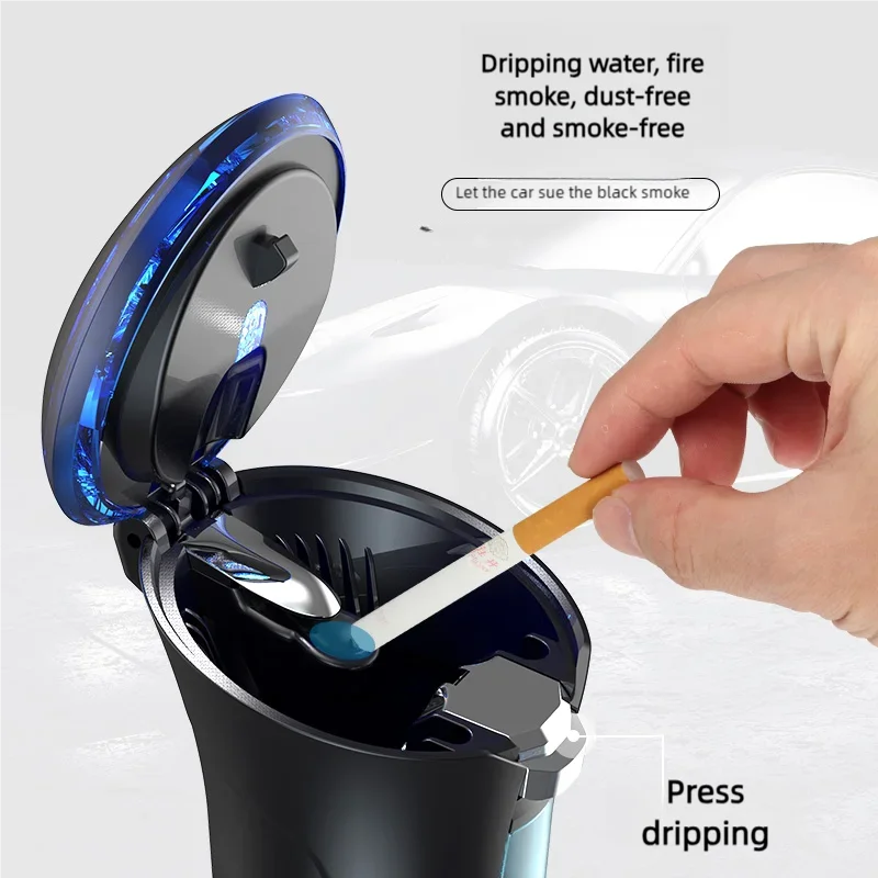 Self-Extinguishing Water-Dripping LED Car Ashtray: Your Ultimate Cigarette - Killing Companion
