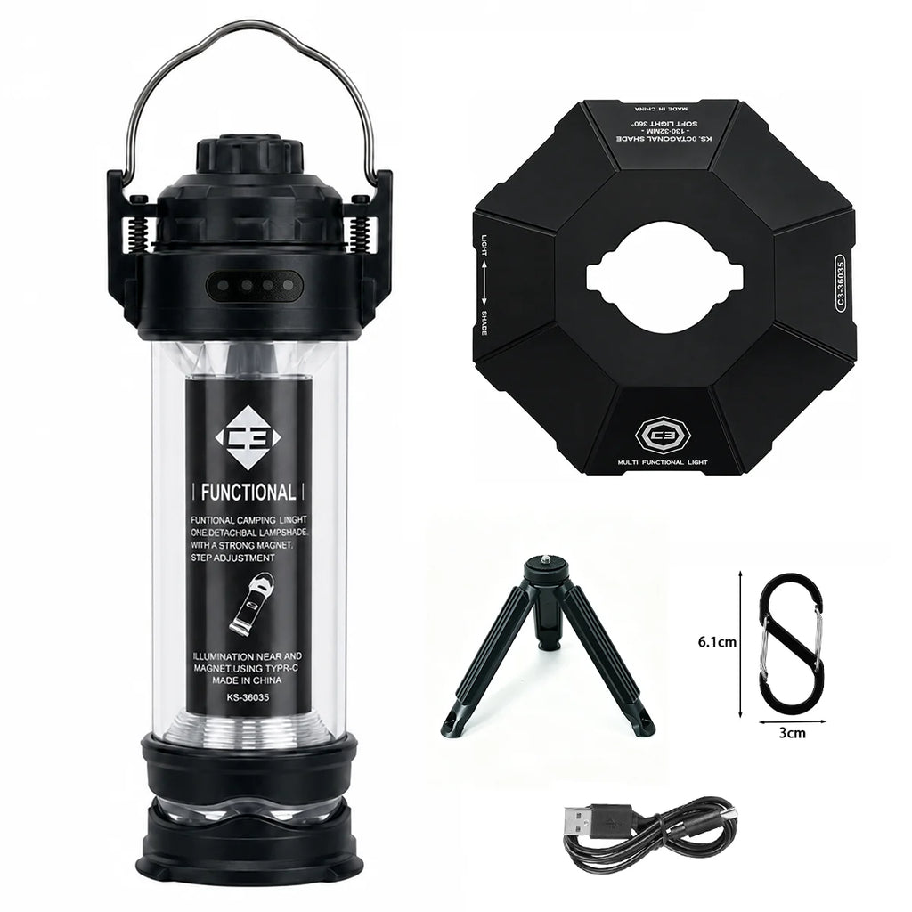 3000mAh C3 Tactical Camping Light Outdoor LED Flashlight Portable Rechargeable Multi functional Tent Camping Light