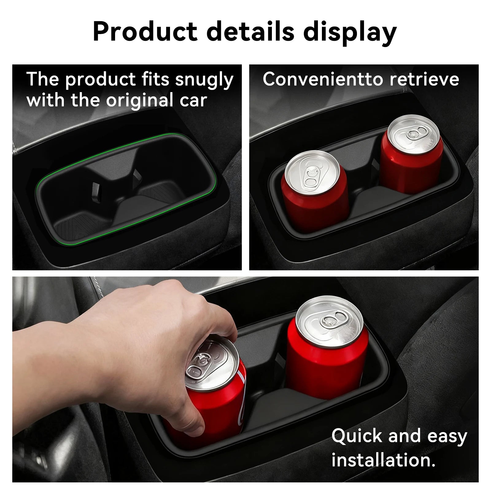 LUCKEASY for Kia Telluride 2020-2025 Cup Holder Armrest Storage Box Rear Shock-Absorbing Cup Tray Tidying Car Accessories TPE