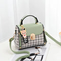 New PU Leather Shoulder Bags Plaid Pattern Buckle Handbags Flap Messenger Bag Women