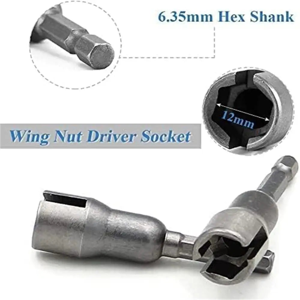 Atural color Slotted Butterfly Hole Socket Wrench Wing Nut Socket Tool 65mm Hexagonal Handle Electric Screwdriver Wrench Tool