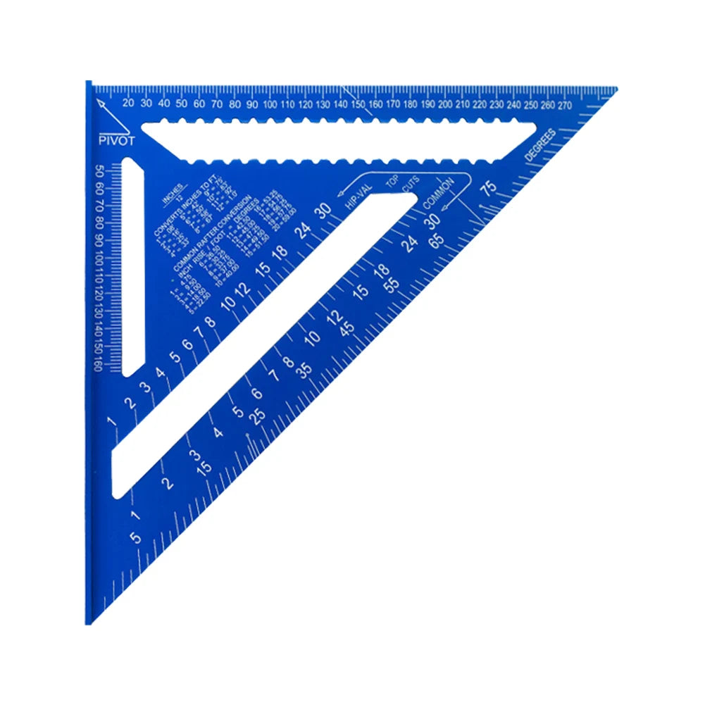 Aluminum Alloy Triangular Ruler 12 Inch Measuring Angle Protractor Ruler 90° Triangle Carpenter Square Ruler Wood Working Tools