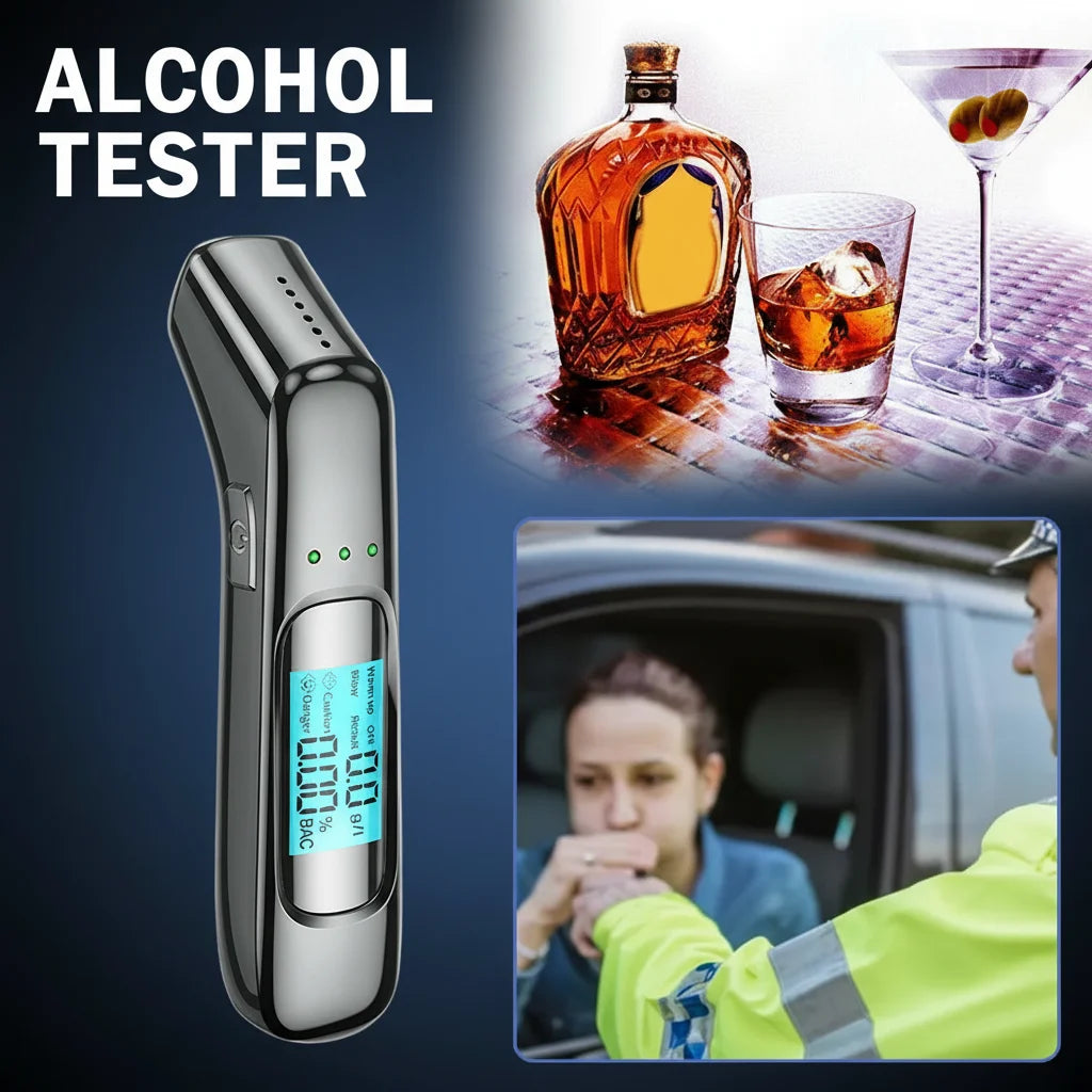 High Precision Non-contact Alcohol Tester Digital LCD Display Portable Breathalyzer Alcometer USB Rechargeable Alcohol Detector