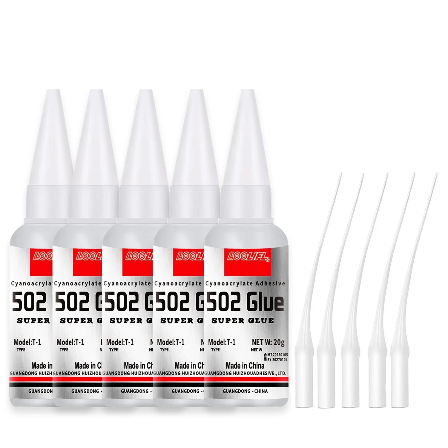 Loolifl 502 Strong Instant Adhesive, Cyanoacrylate Adhesive, Transparent and Traceless, Fast and Firm Bonding, Precise Application with a Fine Nozzle; Suitable for Plastic, Metal, Wood, Rubber, Shoe Repair, Universal All-Purp