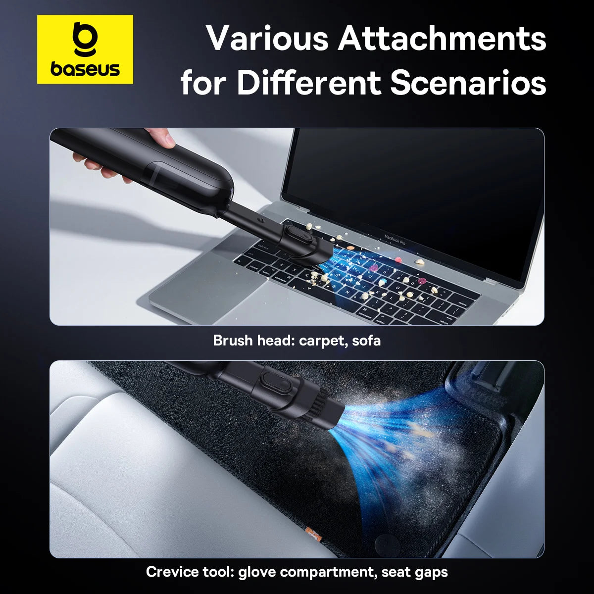 Baseus A0 Pro Car Vacuum Cleaner 4000Pa Portable Wireless Car Filter Powerful Suction Handheld For Automotive Home PC Cleaning