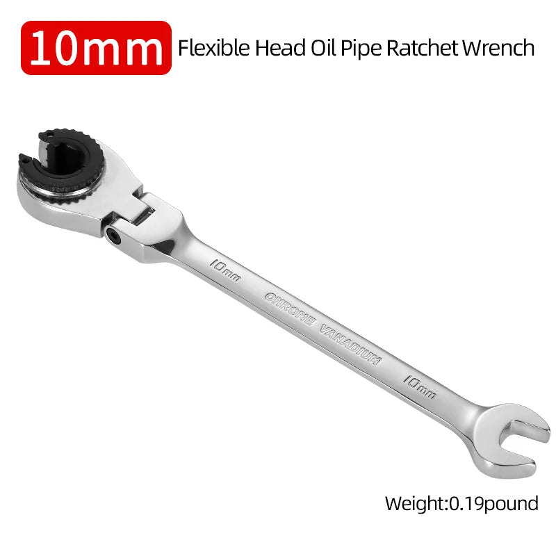 8-19mm Metric Flex-Head Ratcheting Wrench Professional Chrome Vanadium Steel Ratchet Wrenches Fast And Labor-Saving Dual-Use