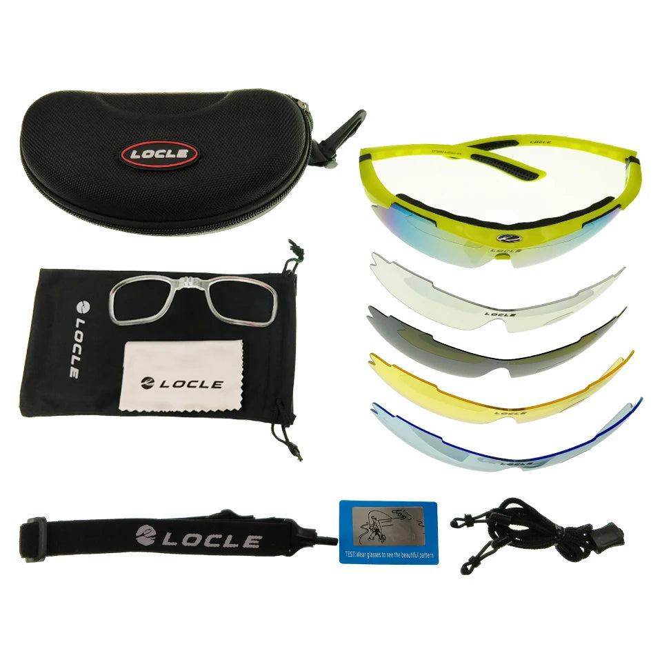 LOCLE Hiking Glasses UV400 Polarized Sunglasses Men Tactical Shooting Goggles Fishing Climbing Sport Glasses Cycling Goggles