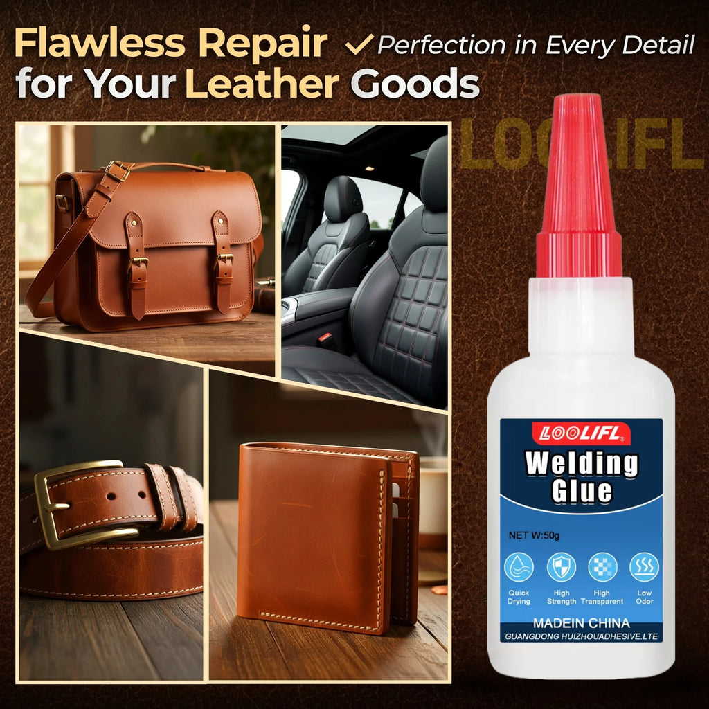 LOOLIFL 50g Flexible Leather Adhesive Welding Glue - Low Odor Fast Dry Waterproof Multi-Material Fix for Sofa Car Seat Shoe