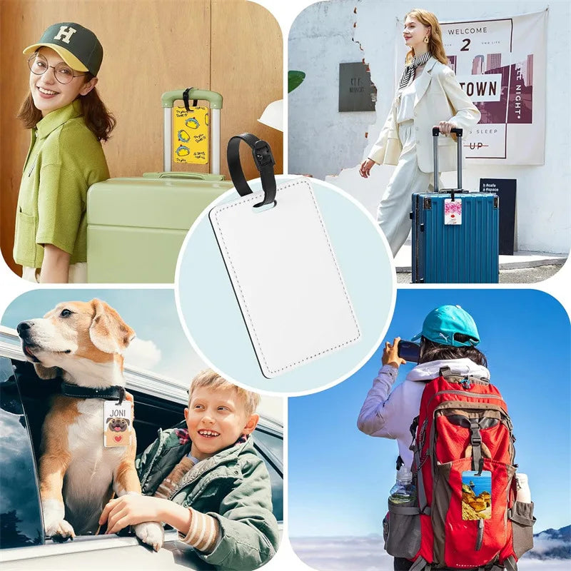 Customized Picture PU Leather Luggage Tags Customized Photo Waterproof ID Tags Travel Business High-end Leather Boarding Pass