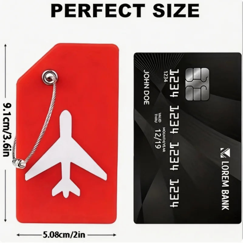 Travel Consignment Silicone Luggage Tag, Airplane Pattern Soft Rubber Hanging Tag Student Backpack Name Card Tag