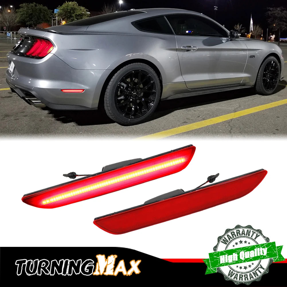 For 2015-2023 Ford Mustang Red/White Rear Side Fender Marker Light Parking Light/Driving Lights,OEM Sidemarker Lamps 12V