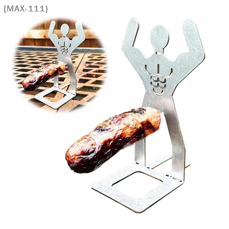 【MAX-111】Muscle Man Stainless Steel Hot Dog Grill Rack - Sausage Holder for BBQ Outdoor Cooking Funny Birthday Gift【W1】