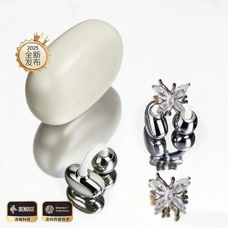 OWS Bluetooth Earphones with Butterfly Earrings Open Wireless High Sound Quality Wearing Comfortable Long Battery Life Headsets