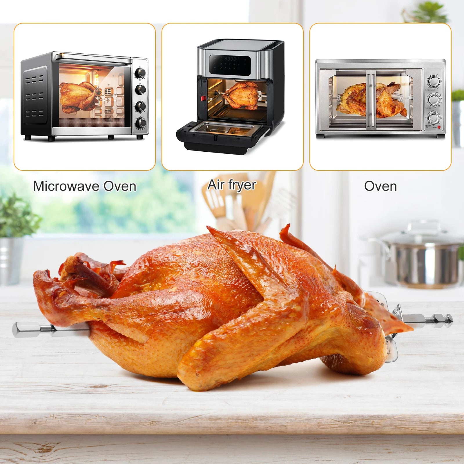Barbecue Electric Griddle Rotisserie for Ovens Accessories Airfryer Roast Chicken Spit durable Roaster Gas Grill Outdoor BBQ