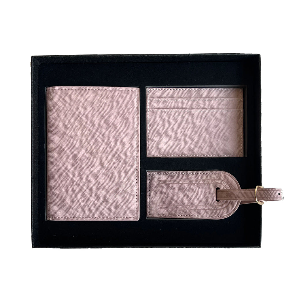 Free Custom Name Initial Gift Box Set Crocodile Leather Passport Cover  Luggage Tag Cardholder Travel Accessories