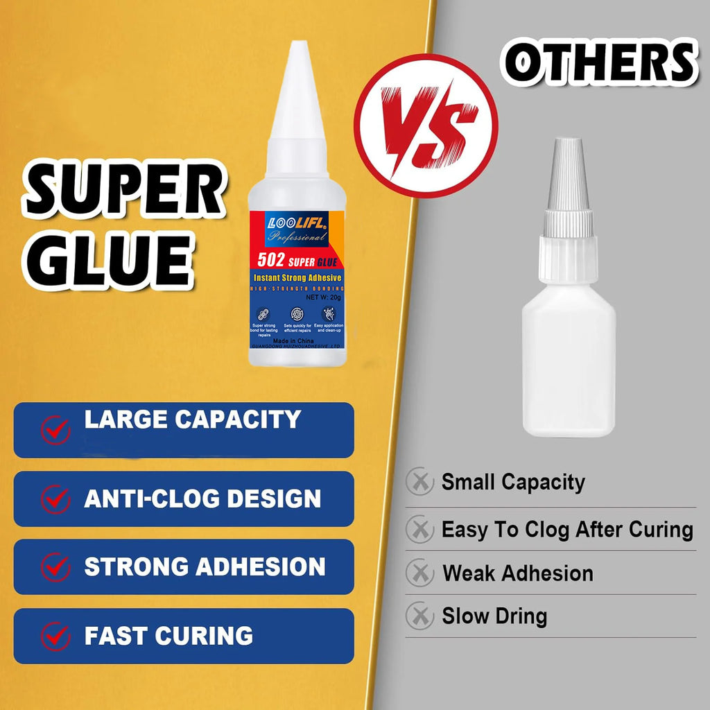 LOOLIFL- super cyanoacrylate strong glue, 10 seconds adhesion, waterproof, such as plastic, metal, wood, rubber, ceramics.