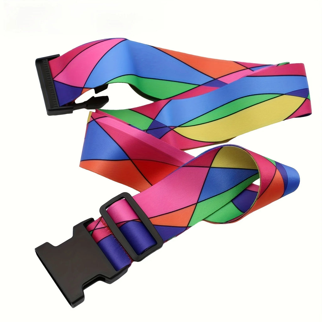 New Colorful Straight Shaped Luggage Straps for Suitcase, Polyester Luggage Belt with Adjustable Release Buckle Travel Accessory