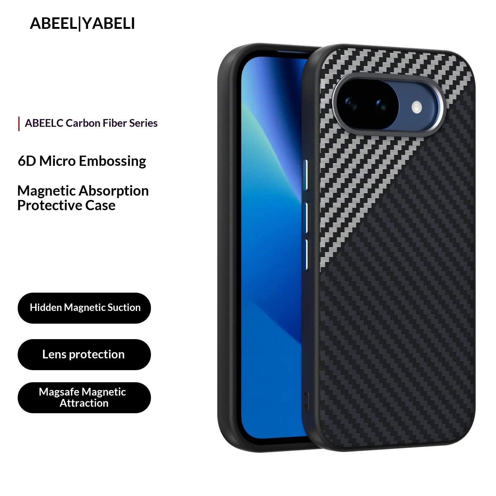 Carbon Fiber Texture Magnetic Case For Google Pixel 10A 10 Pro 10 Pro XL Built-in Magnetic Ring Wireless Charging Shockproof Sli