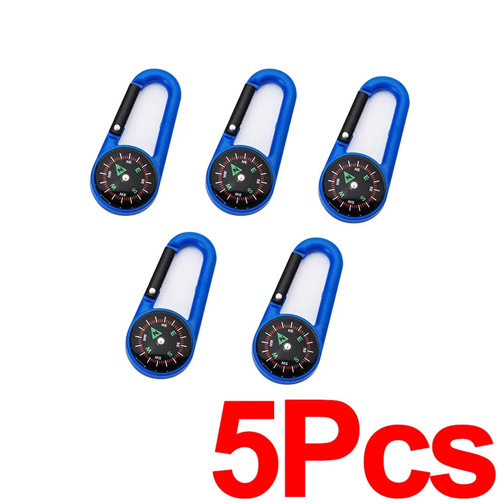 Outdoor Compass Carabiner Mini Camping Keychain Mountaineering Hiking Backpack Buckle with Compass Survival Children Gifts
