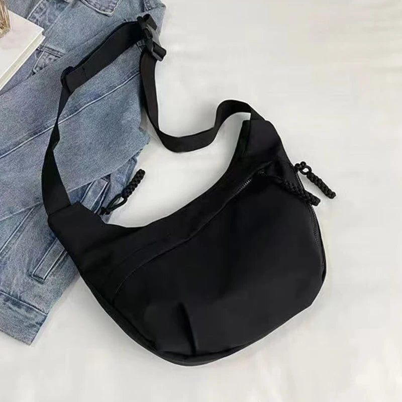 Chic Minimalist Nylon Hobo Crossbody Purse Durable Multi-use Bag, Soft Fabric for Commute, Travel and Outdoor Leisure Outings