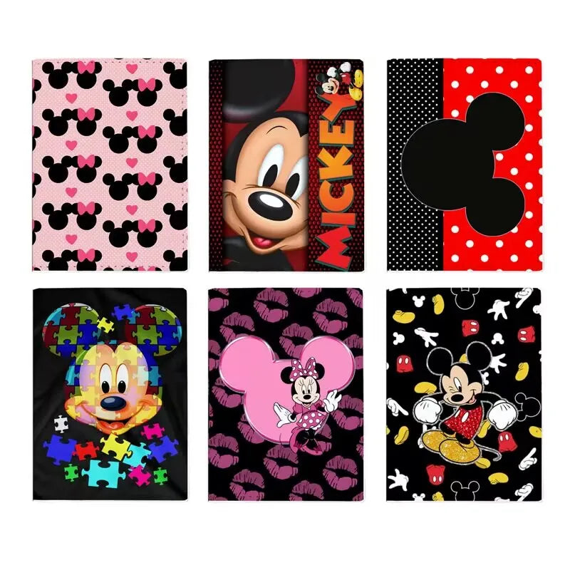 2023 Disney Mickey Minnie Mouse Travel Accessories Passport Cover Holder PU Leather Unisex ID Bank Card Holders Wedding Gifts