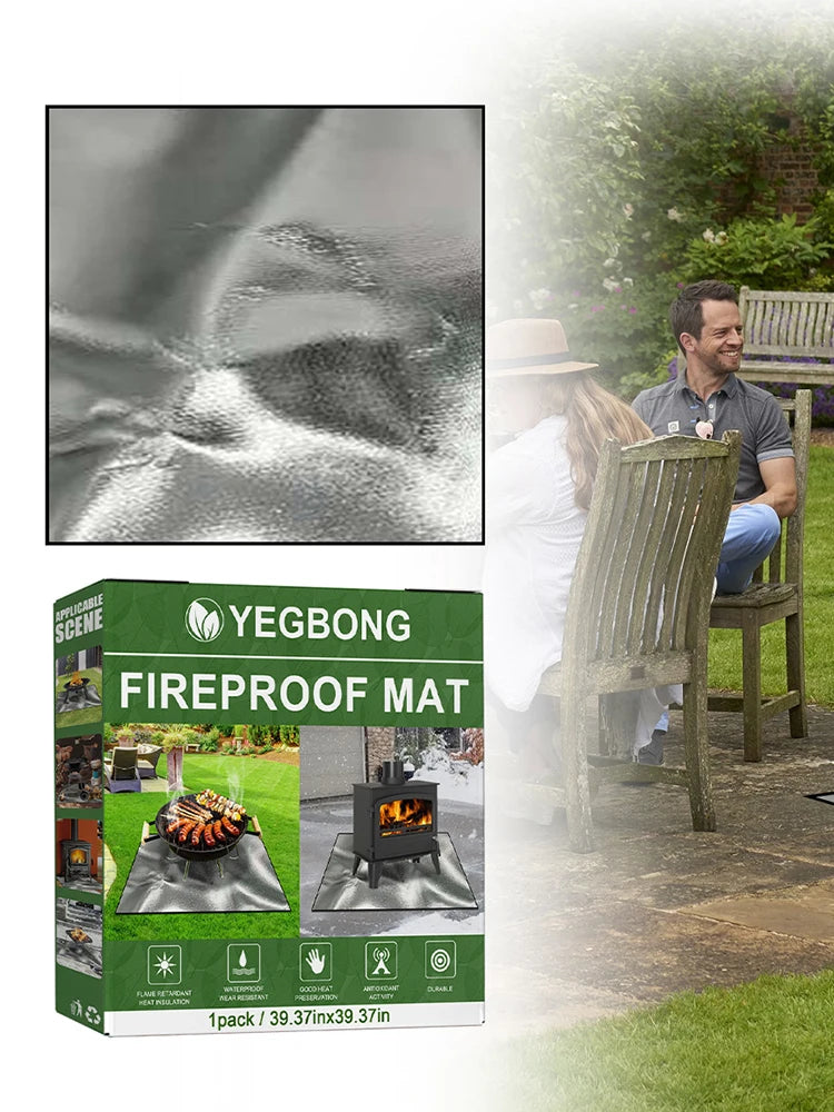 100cmx100cm Grill Mat Heat Resistant Fire Retardant Base Pad Easy To Clean Large Fire Pit Mat for Grass Outdoor for Deck Patio
