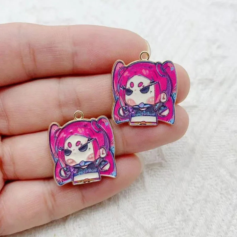 10pcs Cartoon Anime Pendant Oil Drop Alloy DIY Earrings Keychain Pendant Accessories