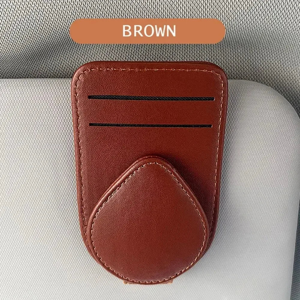 Car Sun Visor Glasses Holder - Multifunctional Sunglasses Clip, Card Ticket Organizer & Pen Case for Women