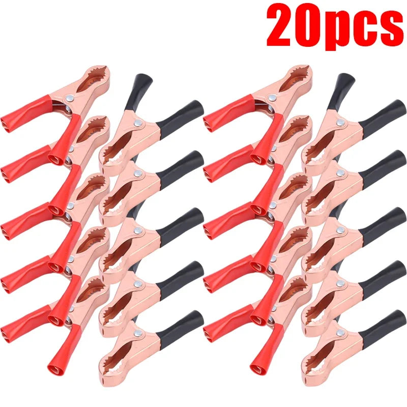 Crocodile Spring Clamp Red & Black Car Battery Clip Cables Alligator Charger Voltage Testing Tool Accessory for Battery Charger