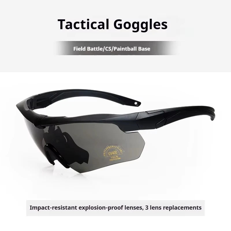 Military Tactical Goggles CS Airsoft Windproof Shooting Glasses HD 3 Lens Motocross Motorcycle Mountaineering Safe Glasses
