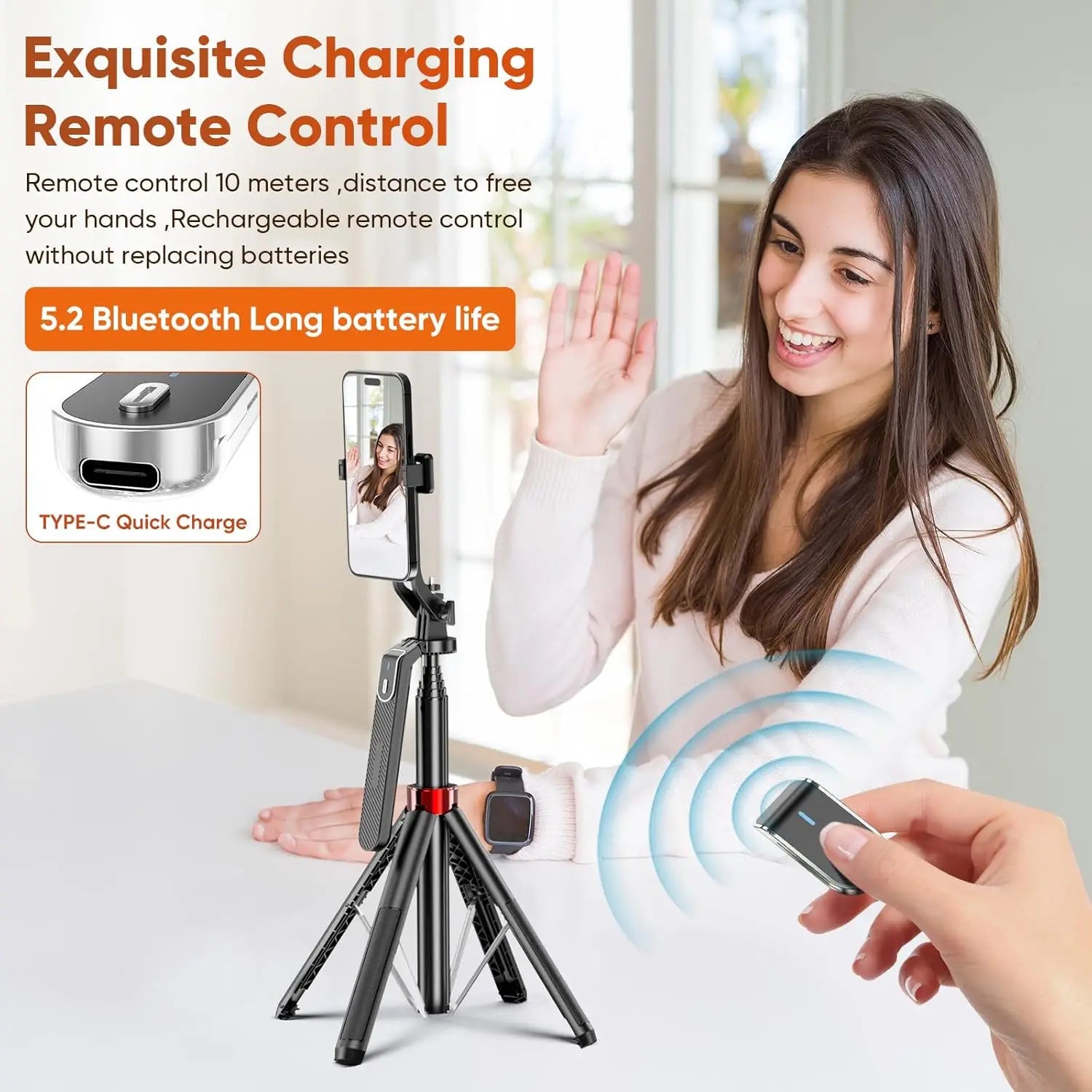 Professional Portable 360° Rotating Camera Tripod Stand with Wireless Remote Control - Adjustable Height for Smartphone/Camera