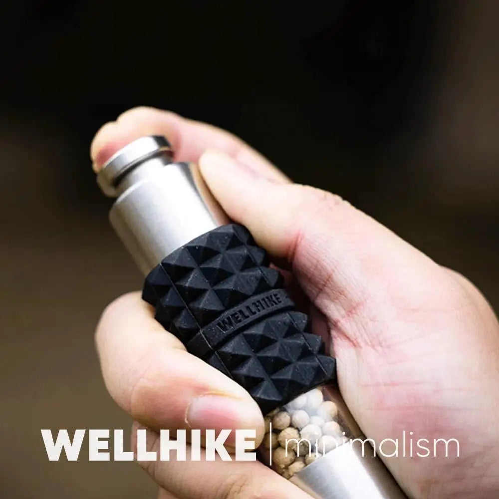 WELLHIKE Thumb Push Pepper Mill Stainless Steel Manual Pepper Mill One Hand Operation Thumb Press Grinder Home Kitchen Tools