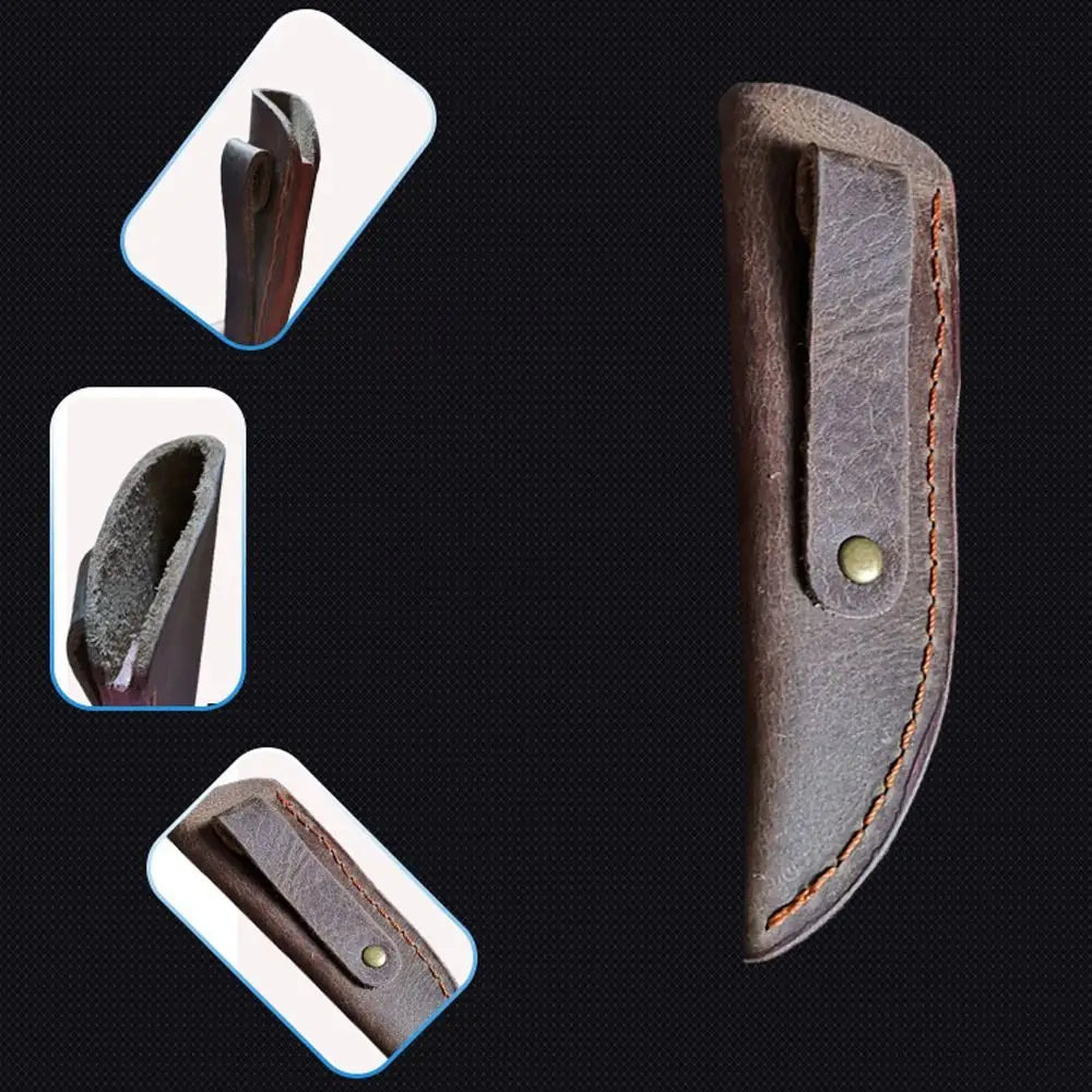 Brown Straight Knife Scabbard Tool Flashlight Belt Loop Case Holder Leather Sheath Pocket Hunt Camp Outdoor Carry Equipment