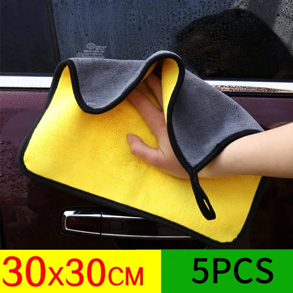 Double Sided Coral Velvet Microfiber Car Towel Thickened Soft High Absorbent Quick Dry Cloth For Auto Body Washing