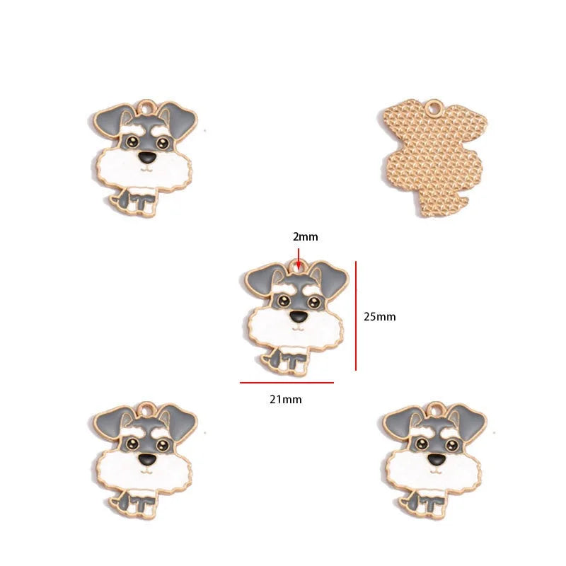 12pcs Alloy Drip Oil Cute Pet Dog Jewelry DIY Pendant Earrings Necklace Accessories Keychain Pendant Handmade