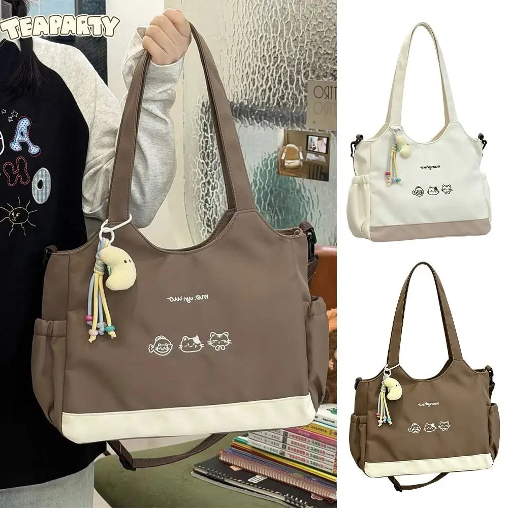 Large Capacity Tote Bag Canvas Material Zipper Closure Crossbody Bag Durable Construction Soft Cotton Strap Shoulder Bag