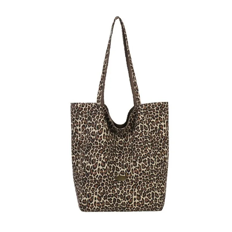 CEEKAY Women's Tote Bag Leopard Print Canvas Large Capacity Shoulder Handbag Zipper Closure Daily Casual Street Style