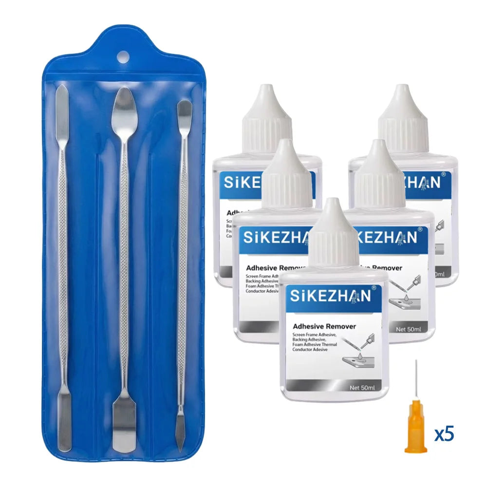 50ml Adhesive Remover Liquid Glue Clean with Metal Pry Spudger Tool Kit Needle for Phone Tablet Screen Frame Disassembly Repair