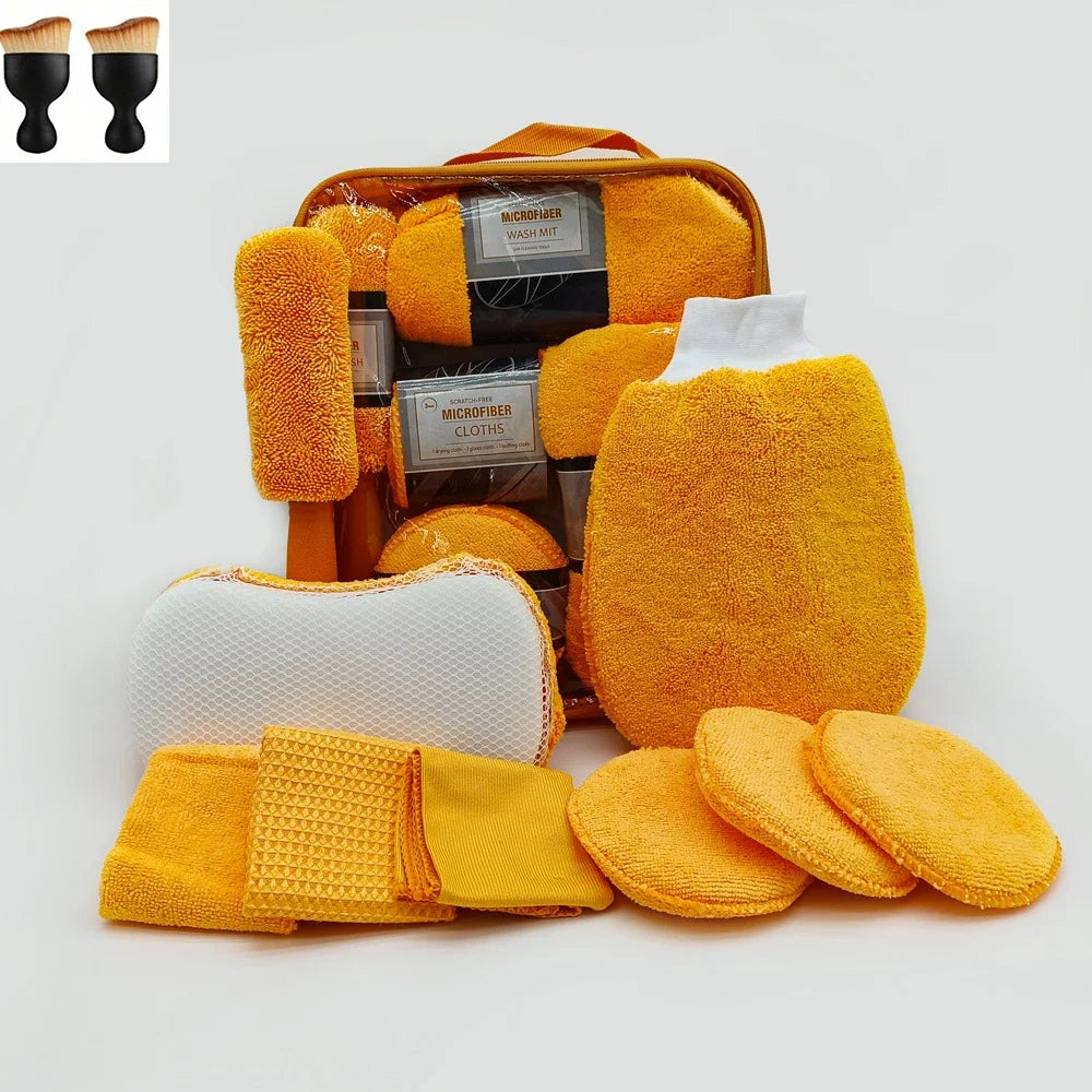 11pcs Car Cleaning Kit That Includes a Tire Brush, Microfiber Cleaning Gloves, Making It an Excellent Choice for Car Cleaning.