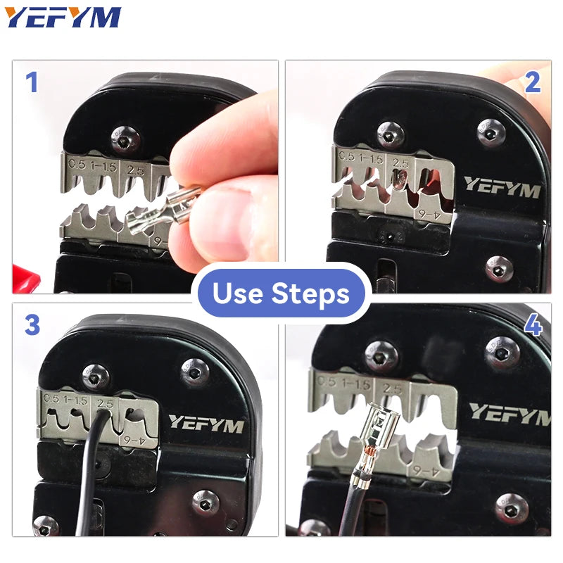 Crimping Tool For Non-Insulated Open Barrel Terminals & Receptacles Ratcheting Wire Crimpers AWG 20-10 (0.5-6mm²) YFP-04B
