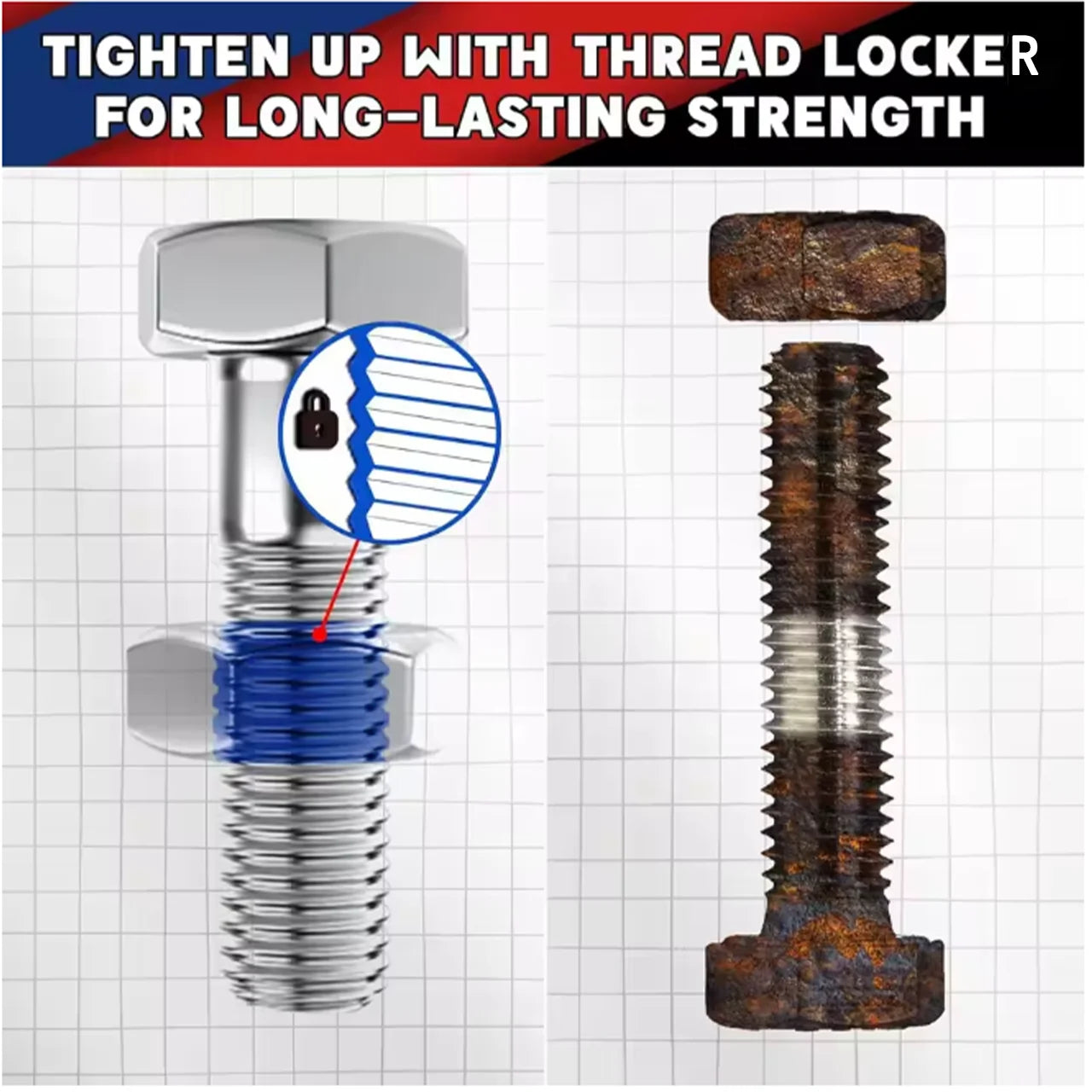 Loolifl243-271 Thread Locking Adhesive, Screw and Nut Sealant, Anti-Loosening, Anti-Vibration, Anti-Rust, Anaerobic Type 10G-50G, Removable and Non-Removable, Pack of Two