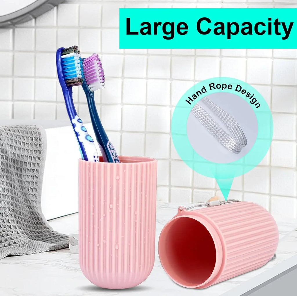 Portable Vertical-Striped Travel Wash Cup Simple Household Mouthwash Cup with Toothbrush And Toothpaste Storage Box