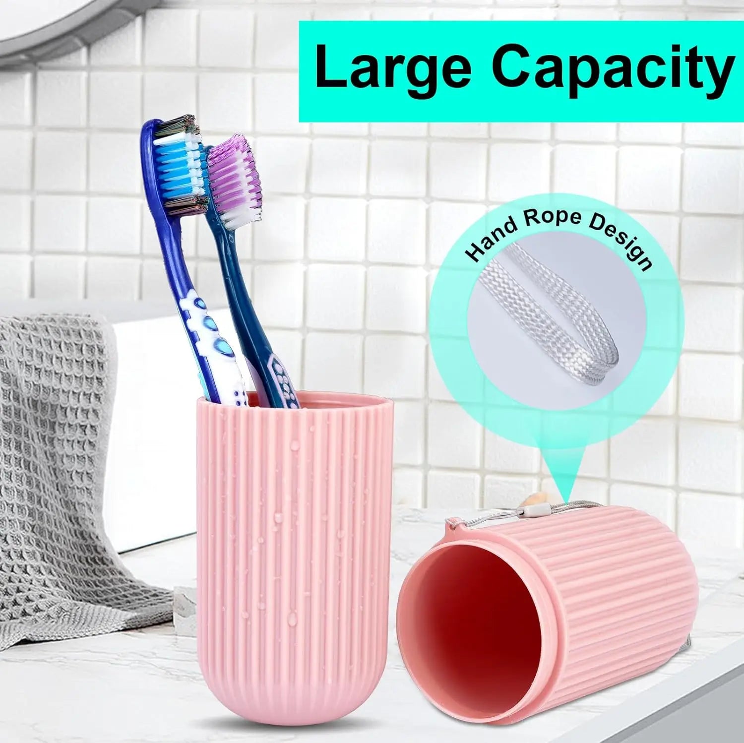 Portable Vertical-Striped Travel Wash Cup Simple Household Mouthwash Cup with Toothbrush And Toothpaste Storage Box