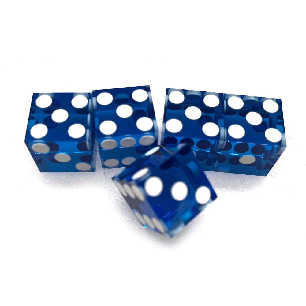 5pcs Precision Dice 19MM High-grade Acrylic TransparentSix Sided D6 Casino Sharp Straight Corners