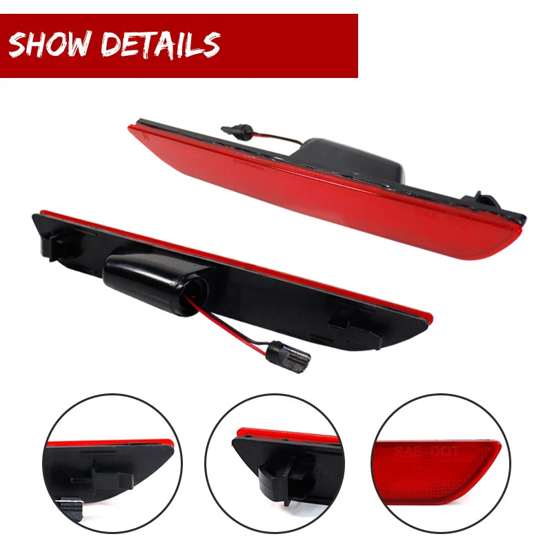 For 2015-2023 Ford Mustang Red/White Rear Side Fender Marker Light Parking Light/Driving Lights,OEM Sidemarker Lamps 12V