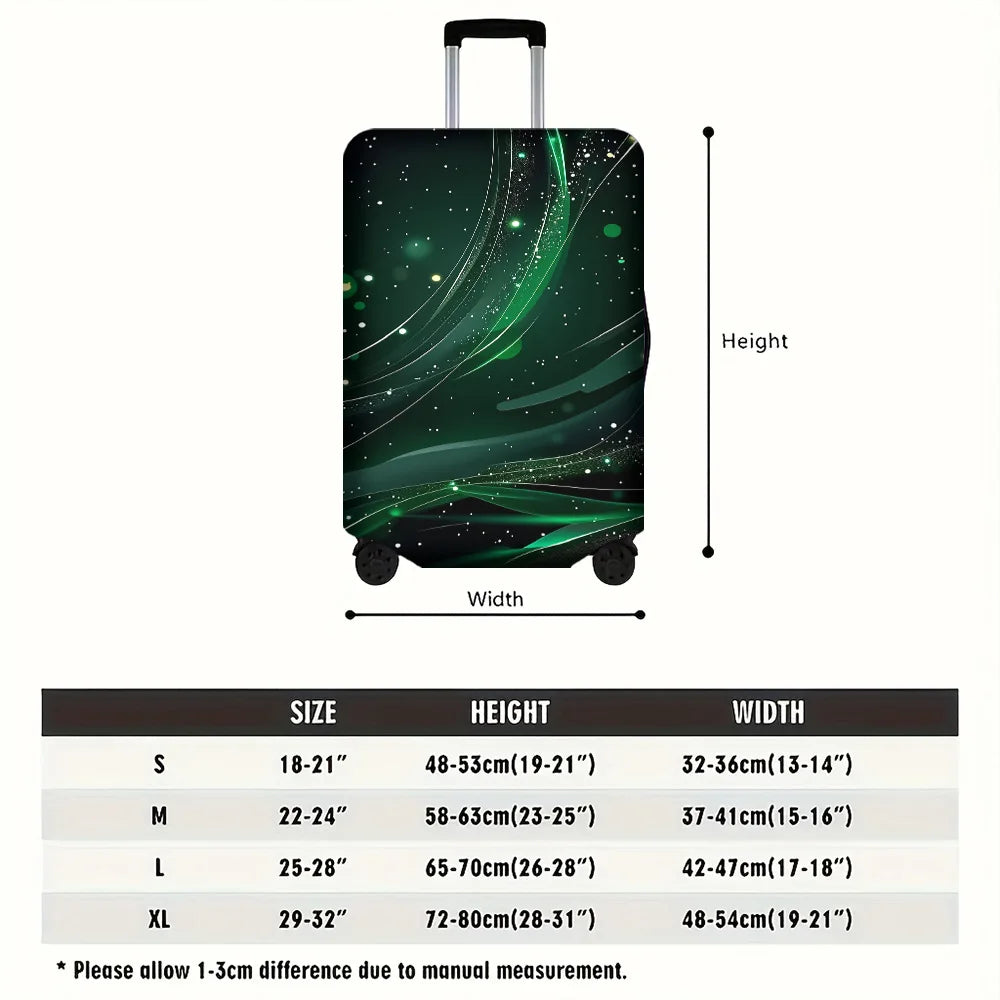 1PC Abstract Green Cosmic luggage cover for luggage sizes 18-32; dustproof and resilient travel accessory with dynamic light