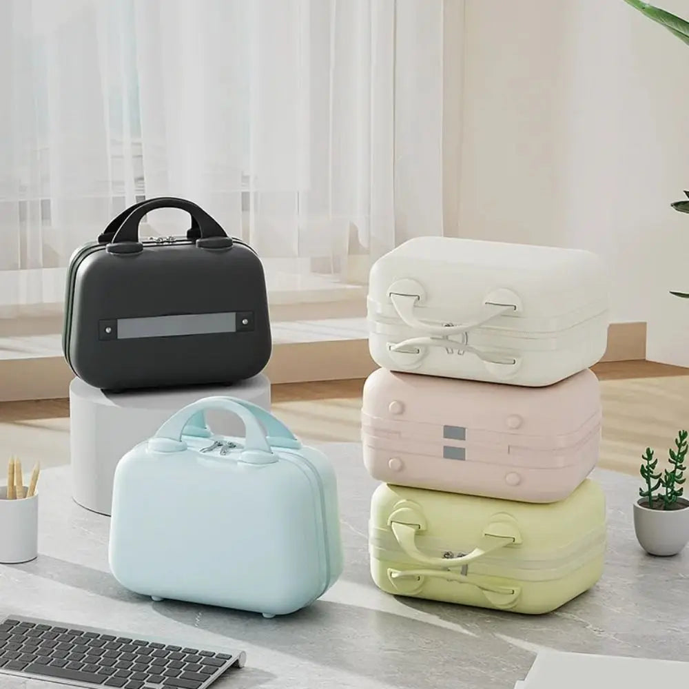Storage Toiletry Box Solid Color Suitcase Square Box Large Capacity 14-inch Cosmetic Cases Portable Zipper Makeup Case Travel