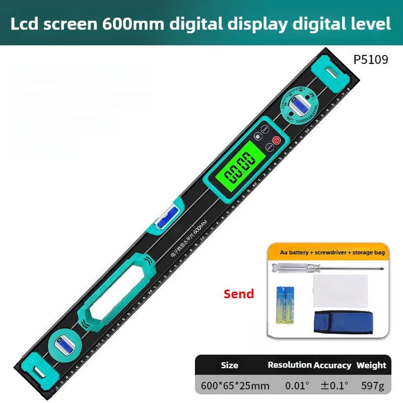 Household Level Ruler High-precision Magnetic Measuring Tool Multi-functional LCD Display Horizontal Ruler Portable Gauging Tool