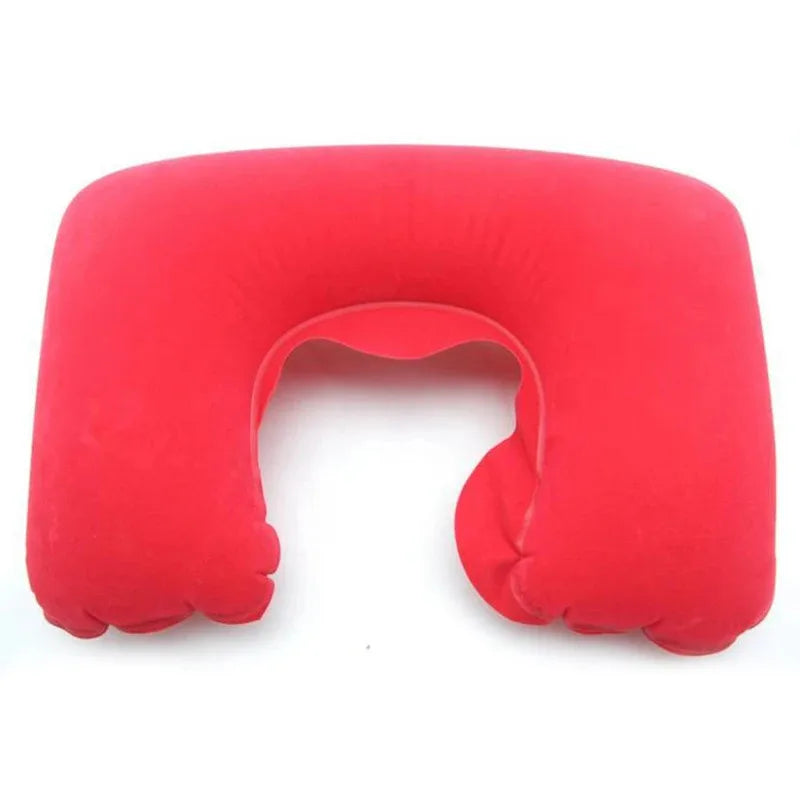 1/3/4Pcs Travel Pillow Car Air Flight Office Inflatable Neck Pillow Short Plush Cover PVC Support Headrest Soft Nursing Cushion