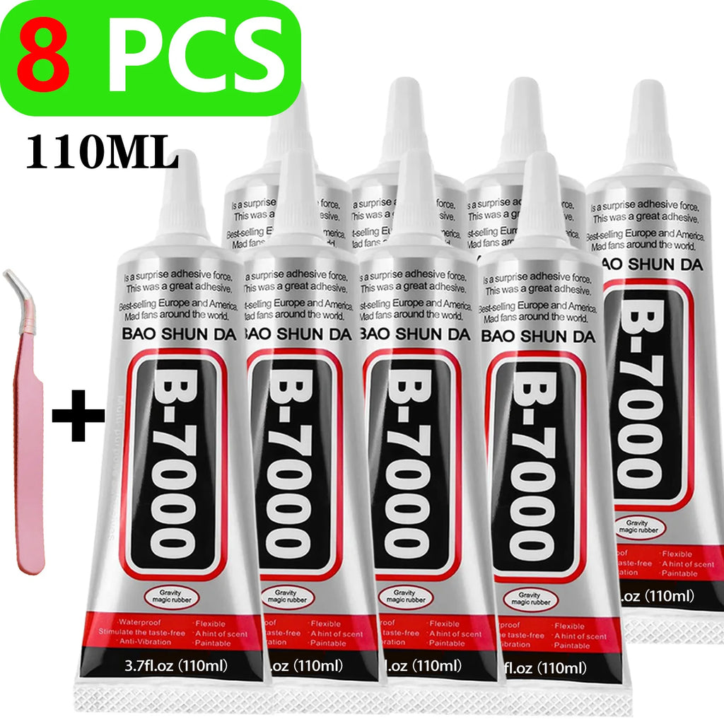 B7000/T7000 Adhesive for Mobile Phones, Jewelry, Metal, and Glass – Waterproof Transparent/Black Adhesive, 110g – Screen Repair